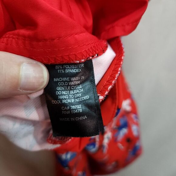 Cynthia Rowley Red and Blue Floral Ankle Pants Size 6 - Picture 9 of 11